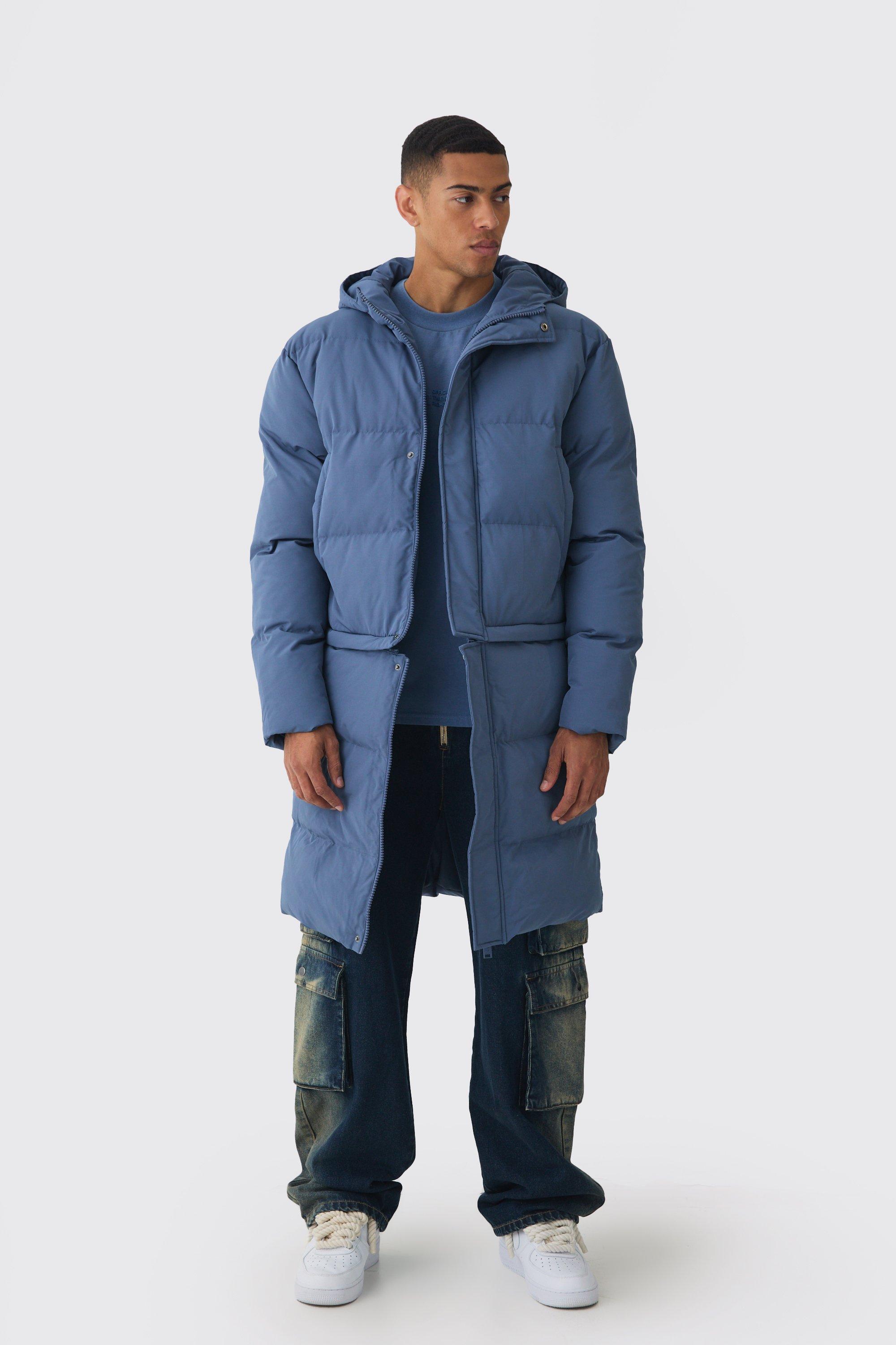 Blue long puffer coat sale